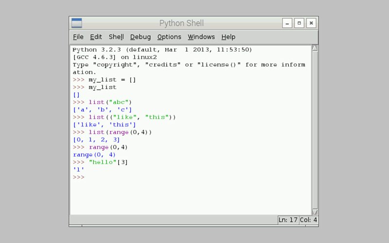Python shell in action
