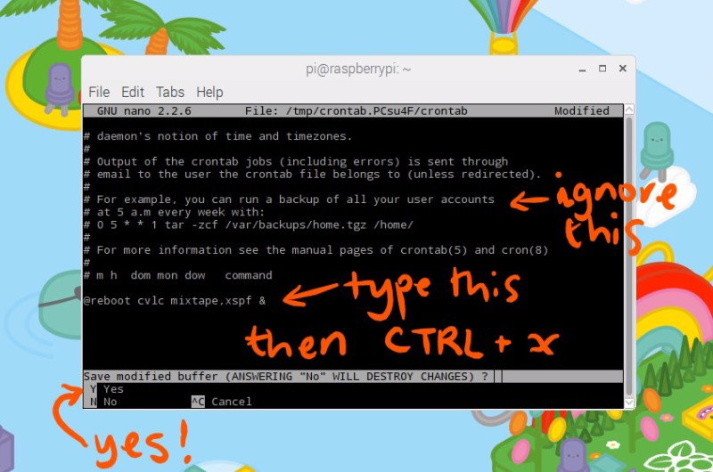 crontab with instructions
