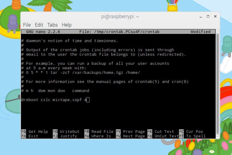 crontab looks like this