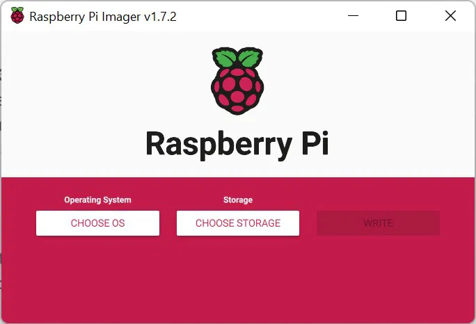 Screenshot of Raspberry Pi Imager