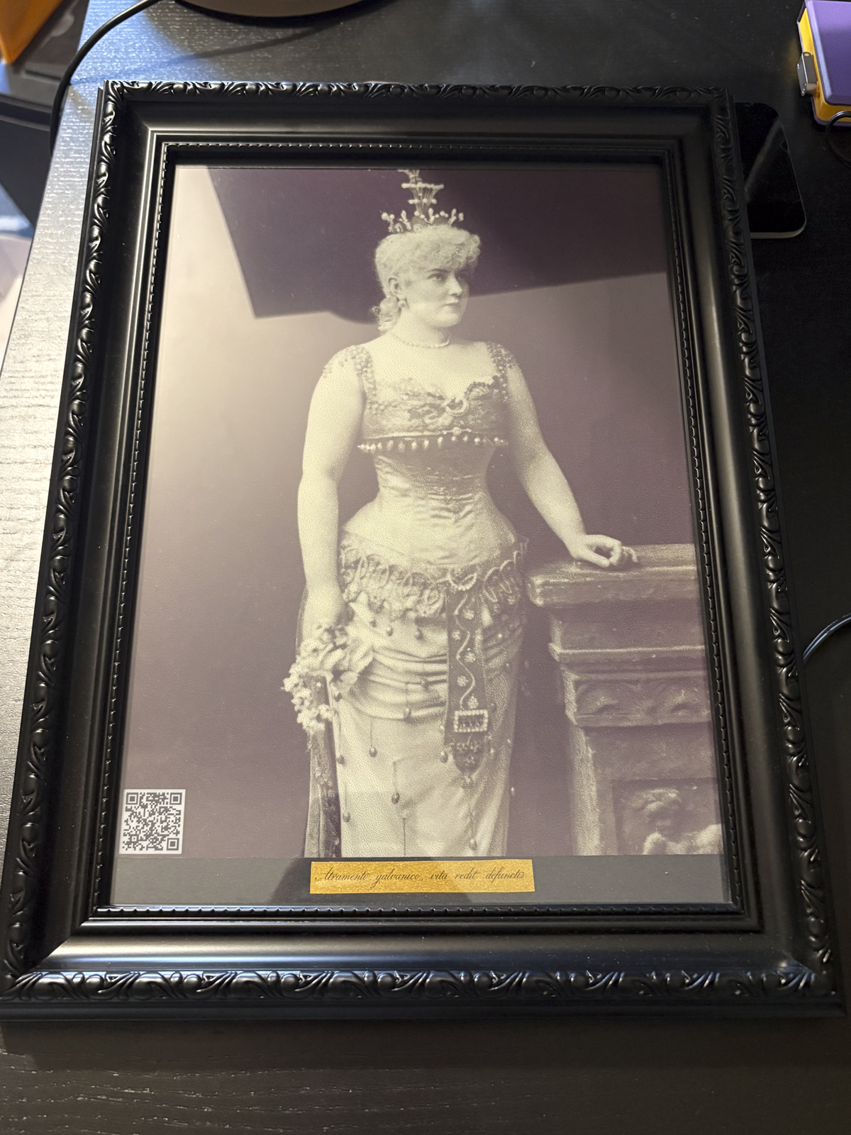 Victorian lady dressed like a cake, displayed on Inky Impression, in a frame